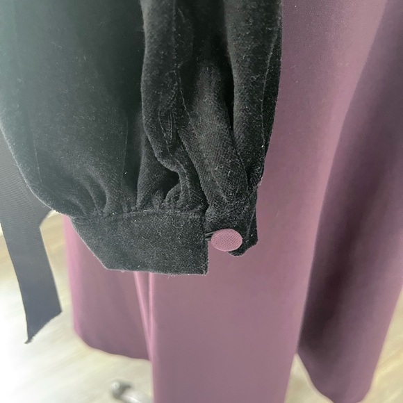 NWT Touch Women Dress Fit to Flare Size 40EU 12US Eggplant Black MIDI Poly Blend - Picture 5 of 11